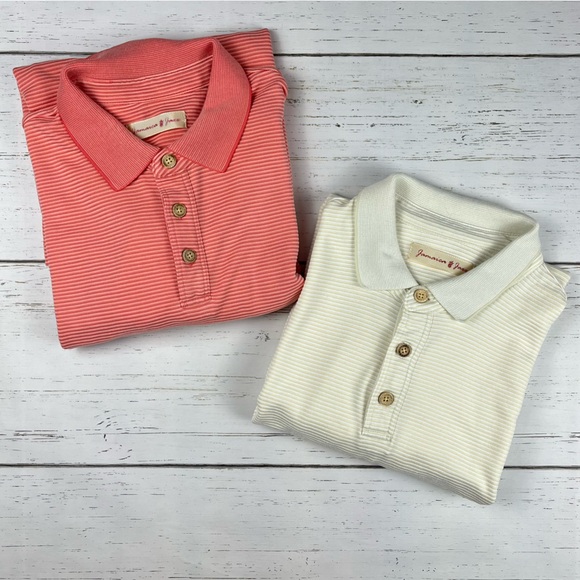 Jamaica Jaxx Lot/2 Ribbed Polo Shirts L - Picture 1 of 12